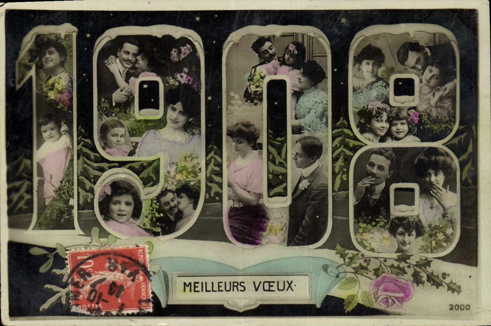 CPA Fantaisie Fleurs Annee 1908 Femmes