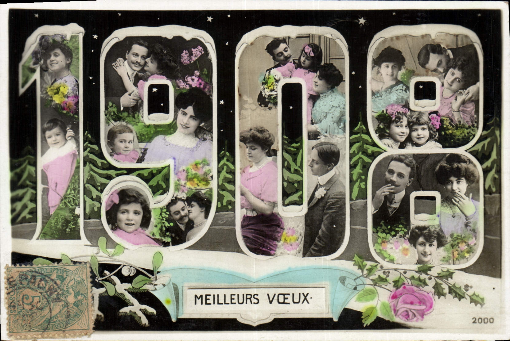 CPA Fantaisie Fleurs Annee 1908 Femmes