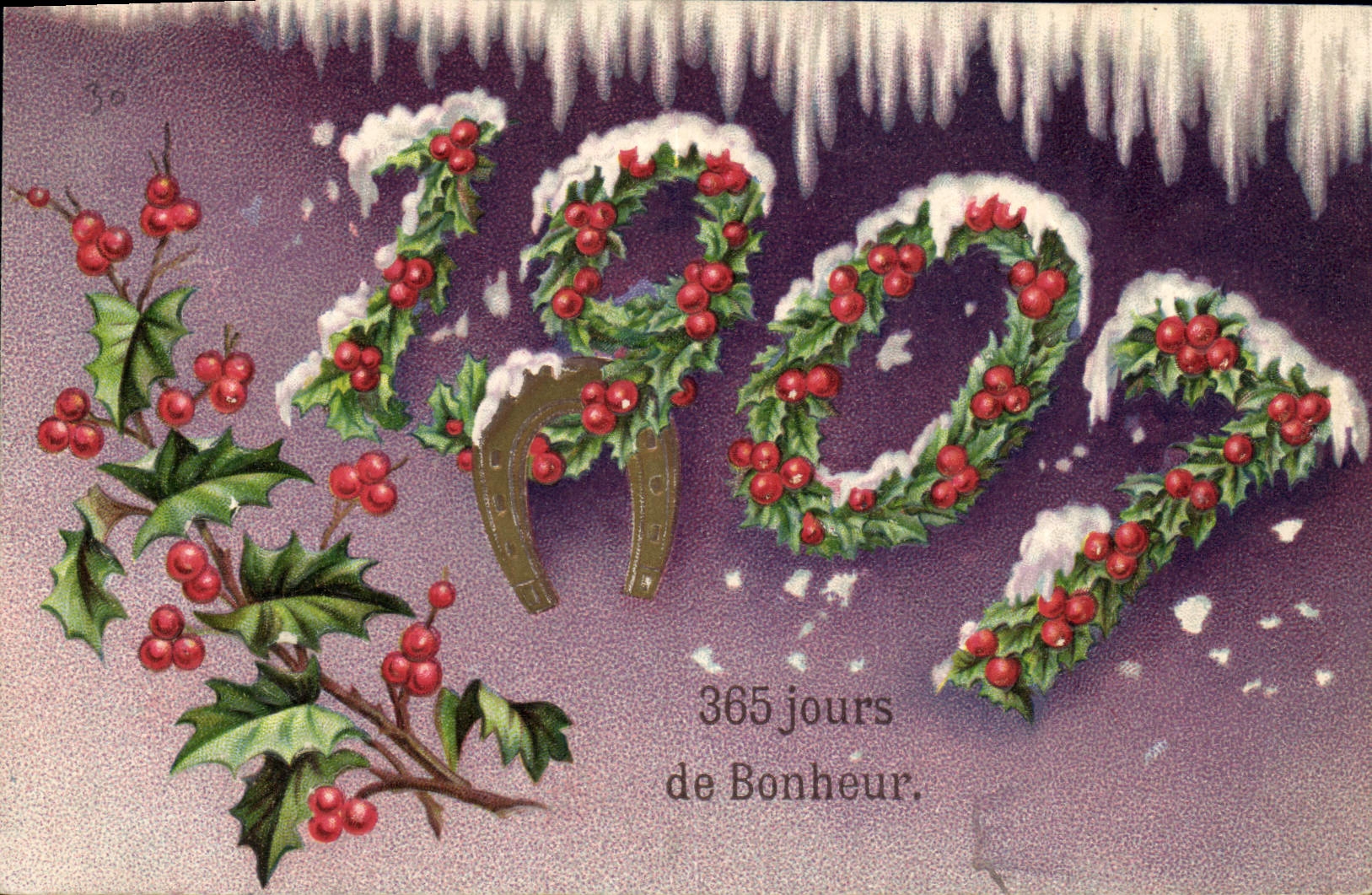 CPA Fantaisie Fleurs Annee 1907 Fer a cheval