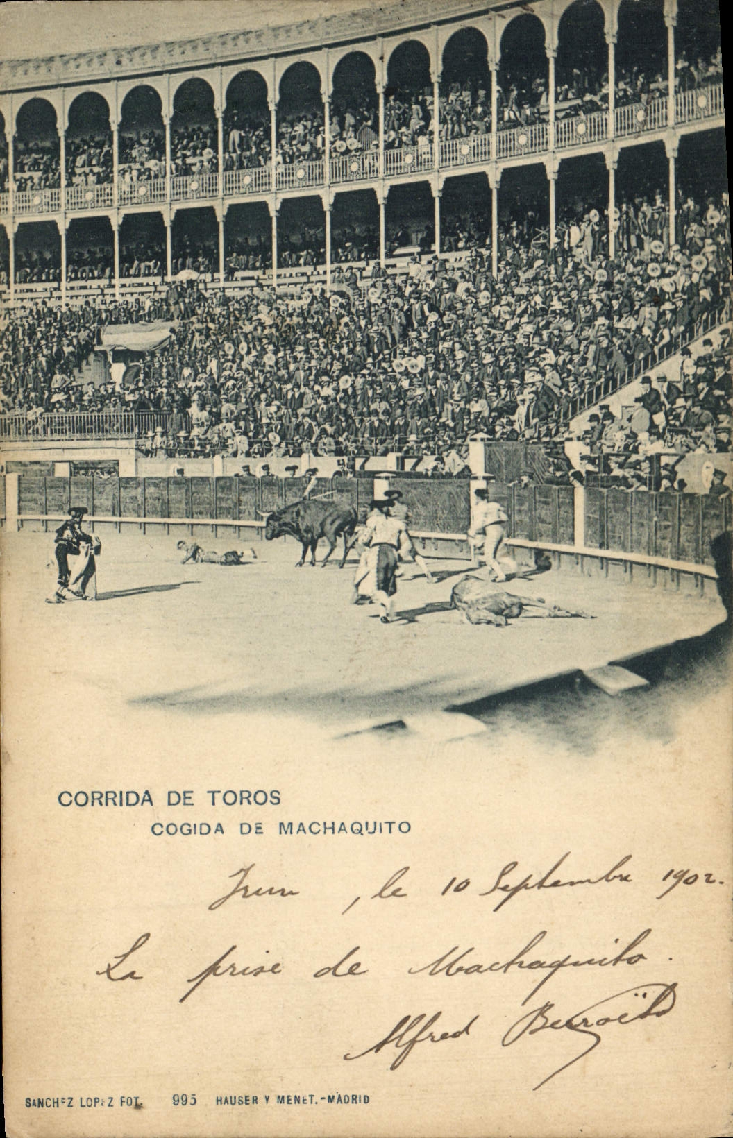 Postal Corrida Corrida de toros Cogida de Machaquito