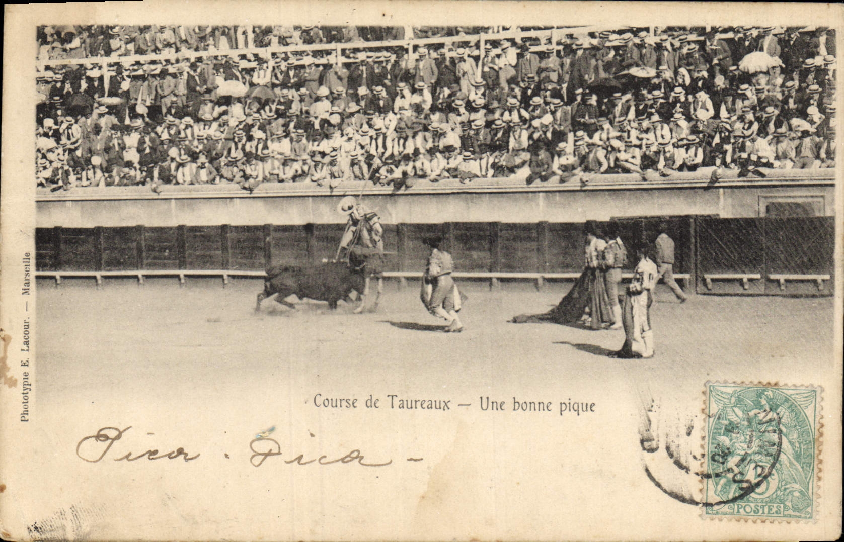 Postal Corrida Corrida de toros una buena clavija