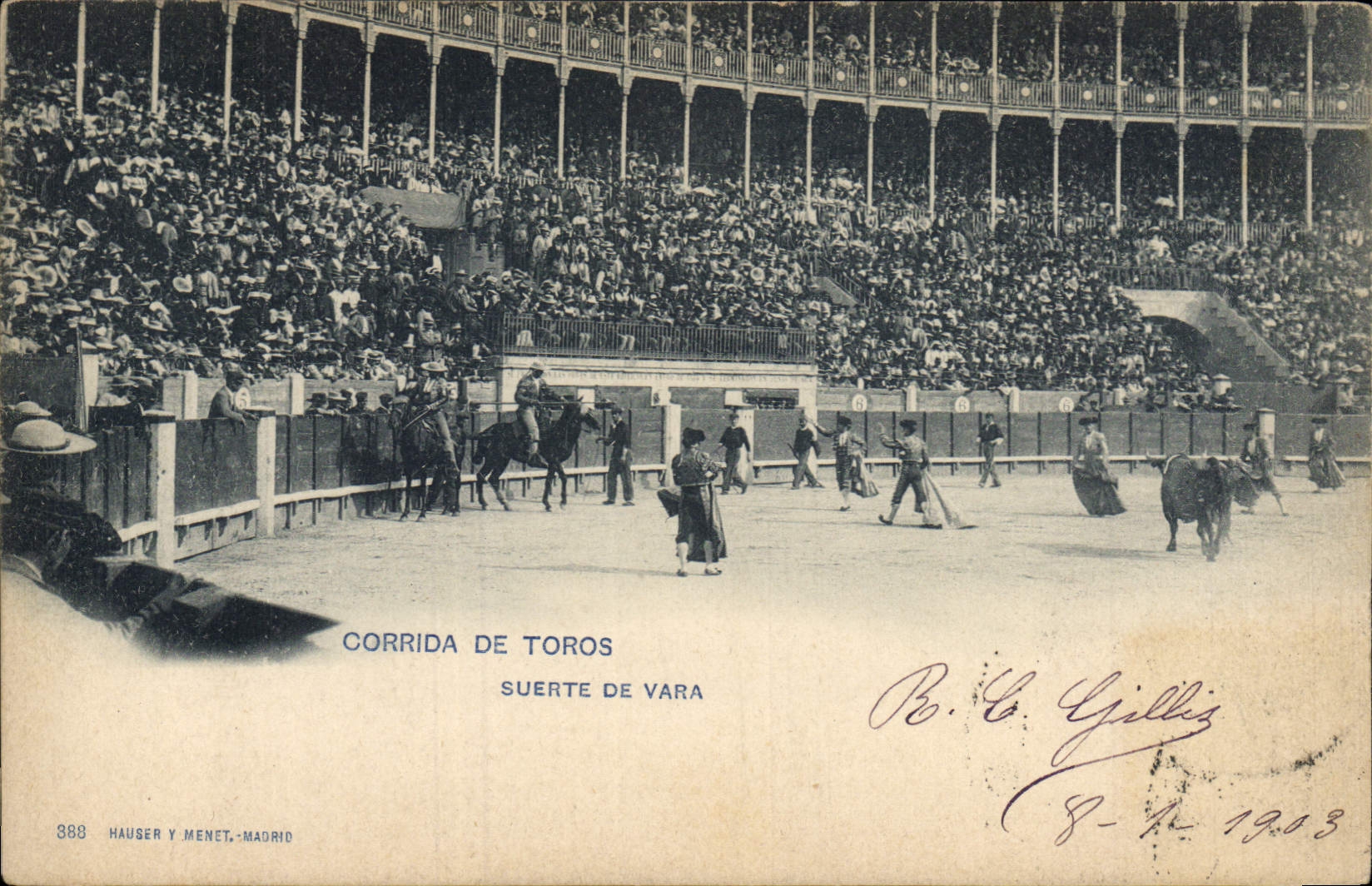 CPA Corrida Course de taureaux Suerte de Vara