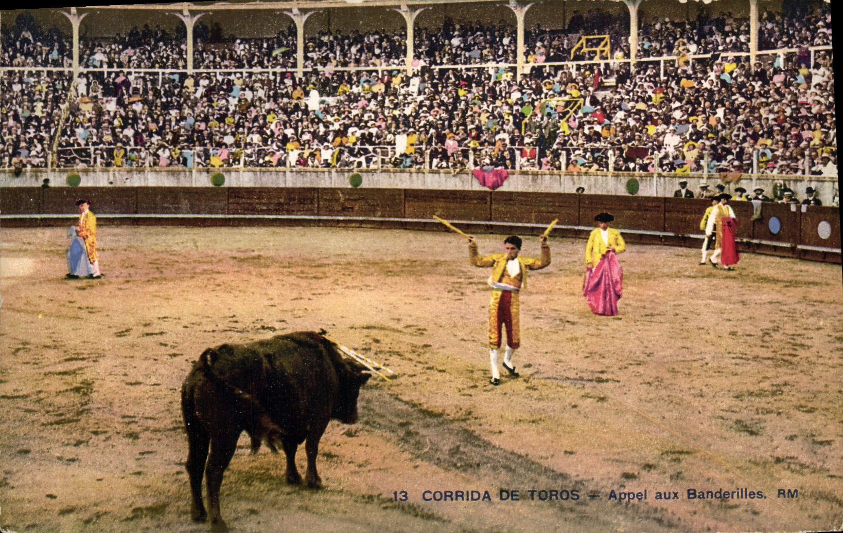 CPA Corrida Course de taureaux Appel aux banderilles