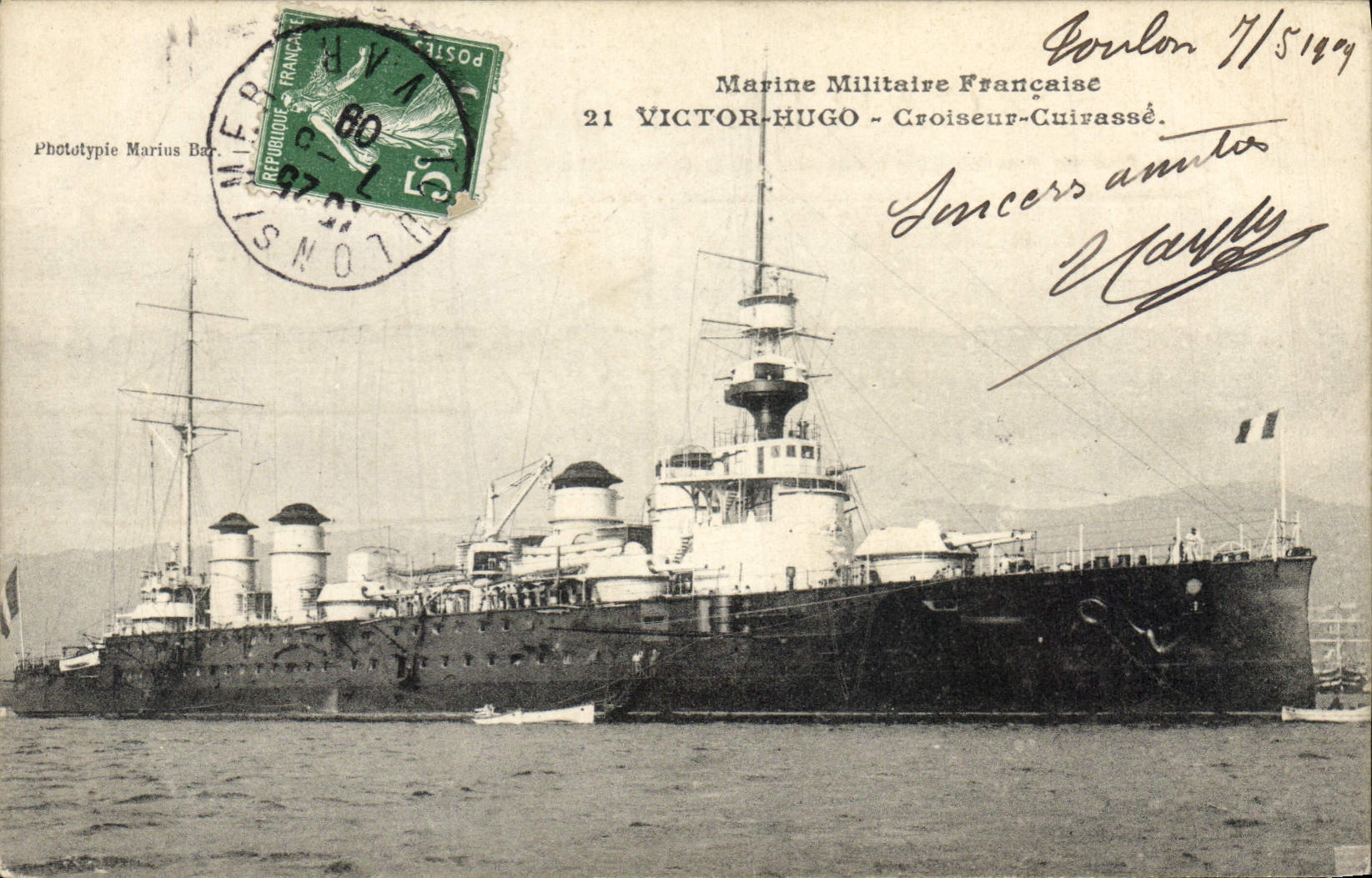 CPA Bateau de Guerre Victor Hugo Croiseur Cuirasse 