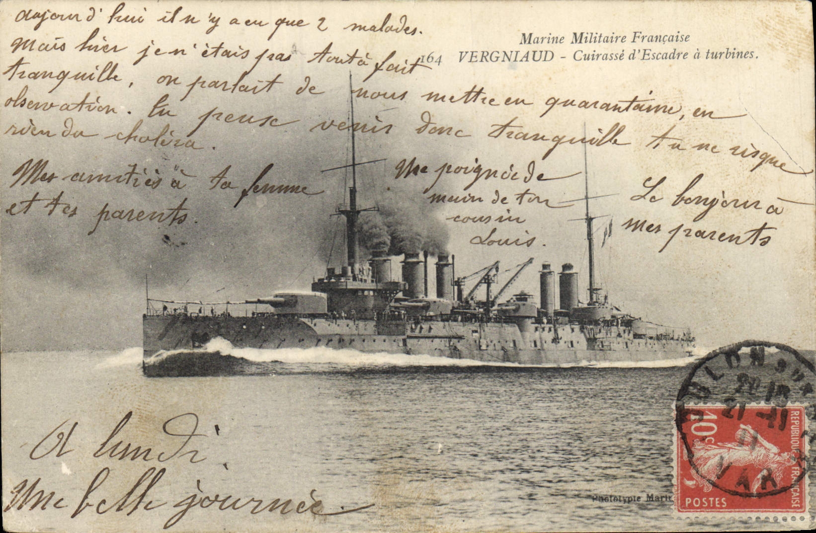 CPA Bateau de Guerre Vergniaud Cuirasse d'escadre a turbines 