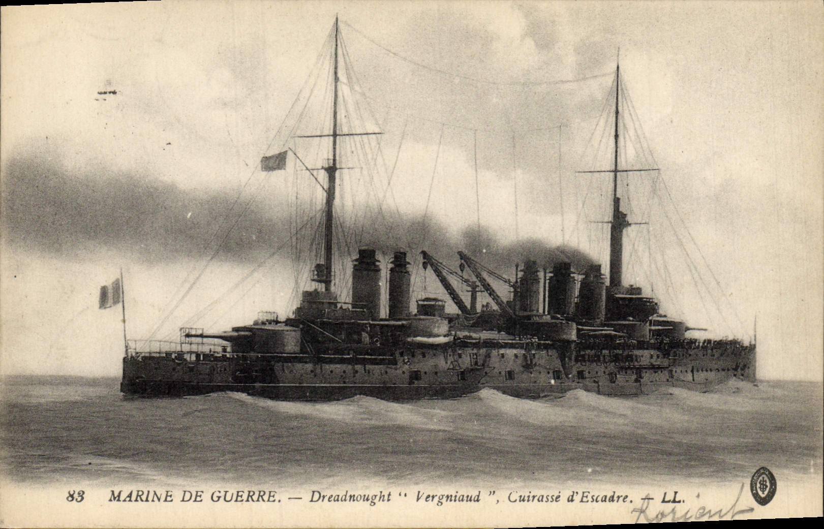 CPA Bateau de Guerre Dreadnought Vergniaud Cuirasse d'escadre 