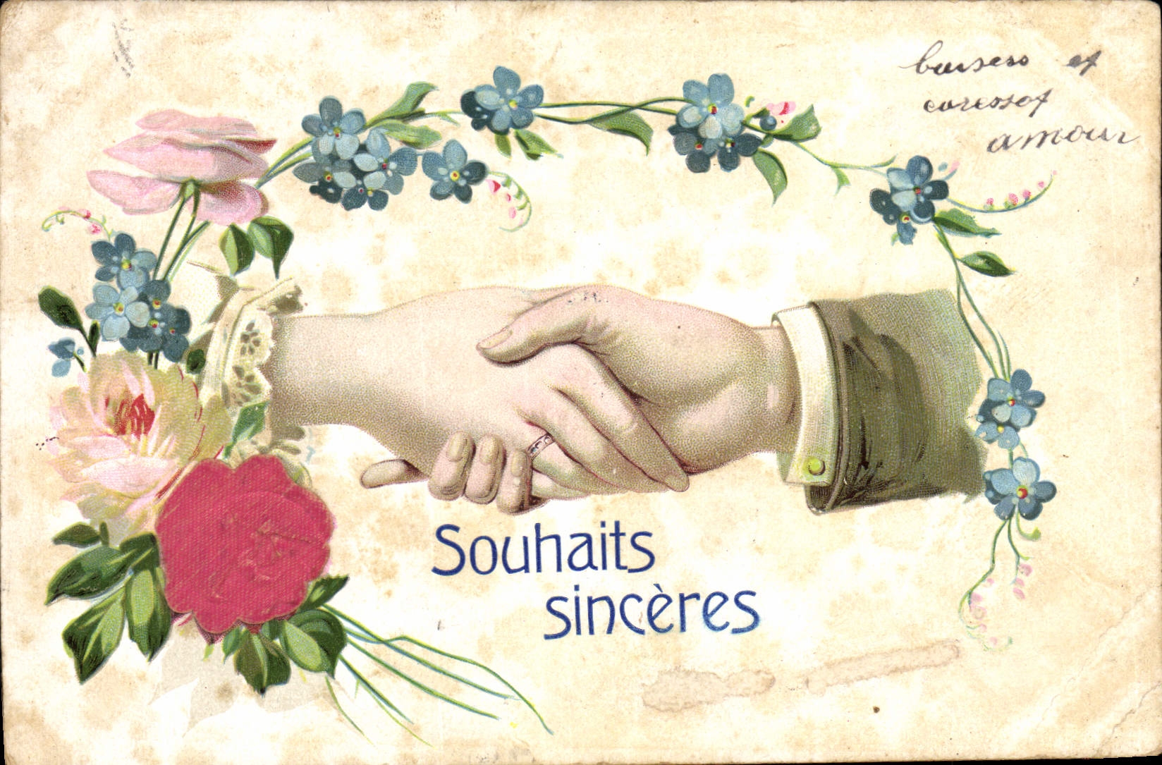 CPA Fantaisie Main Fleurs