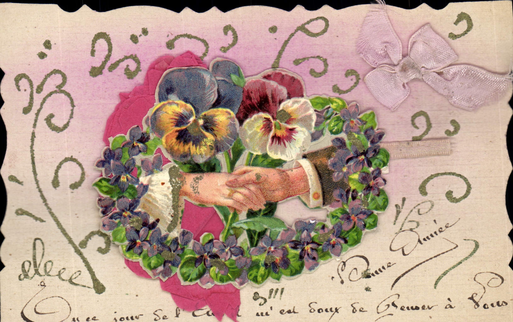 CPA Fantaisie Main Fleurs 