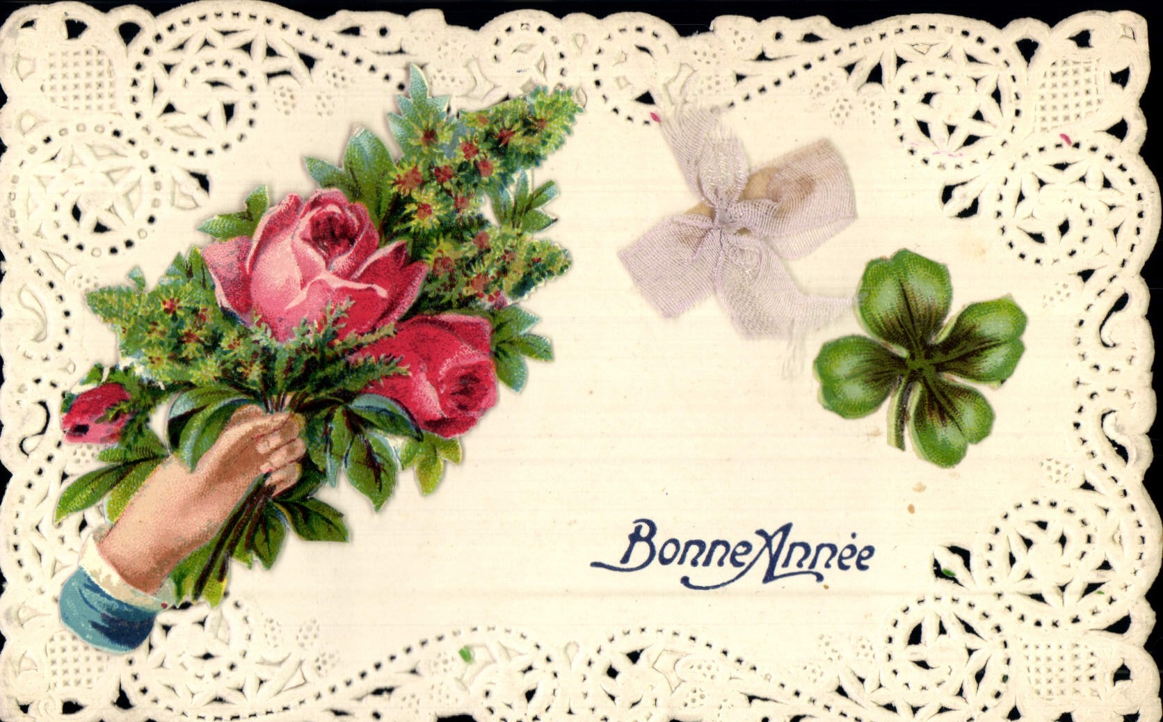 CPA Fantaisie Brodee Main Fleurs 