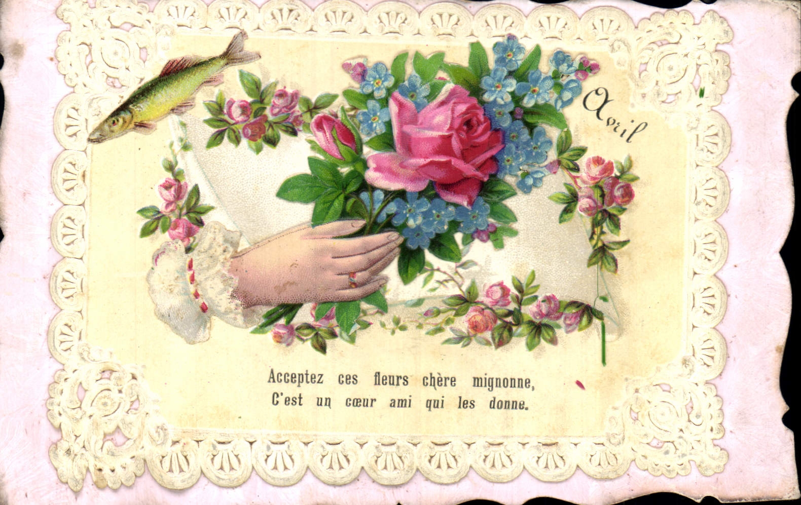 CPA Fantaisie Main Fleurs 