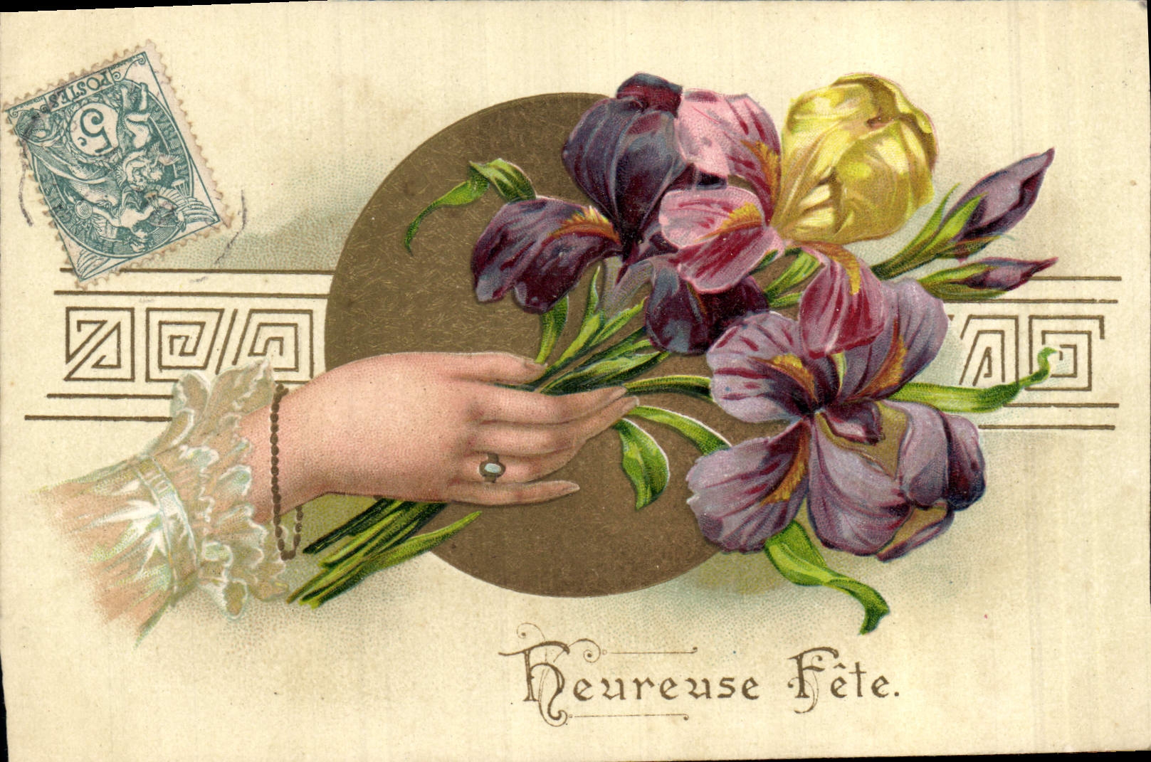 CPA Fantaisie Main Fleurs 