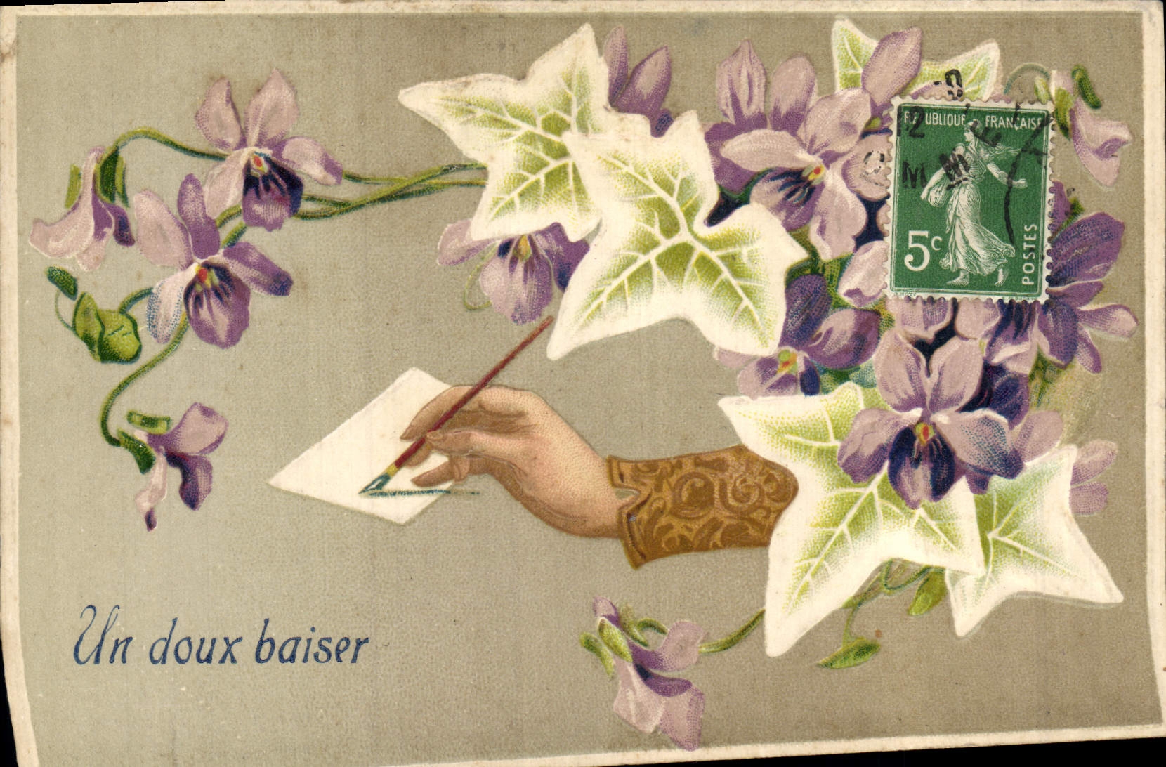 CPA Fantaisie Main Fleurs 