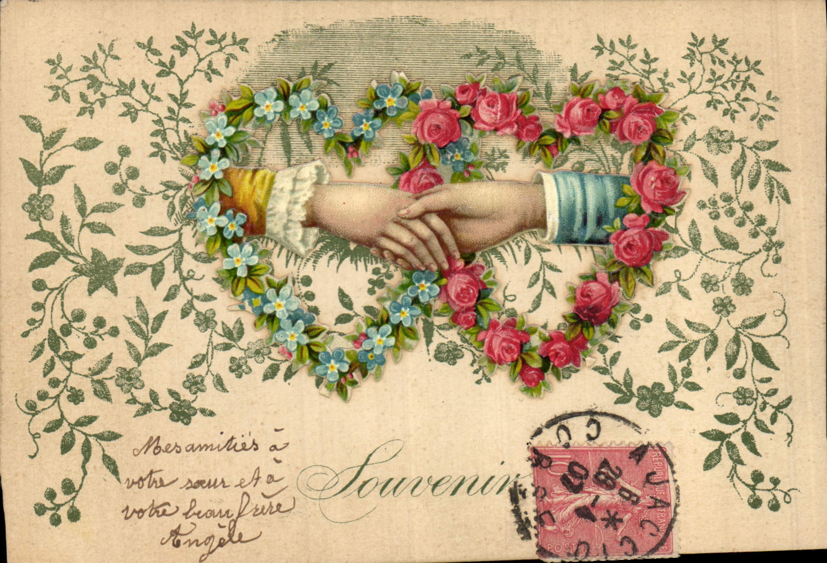 CPA Fantaisie Main Fleurs 