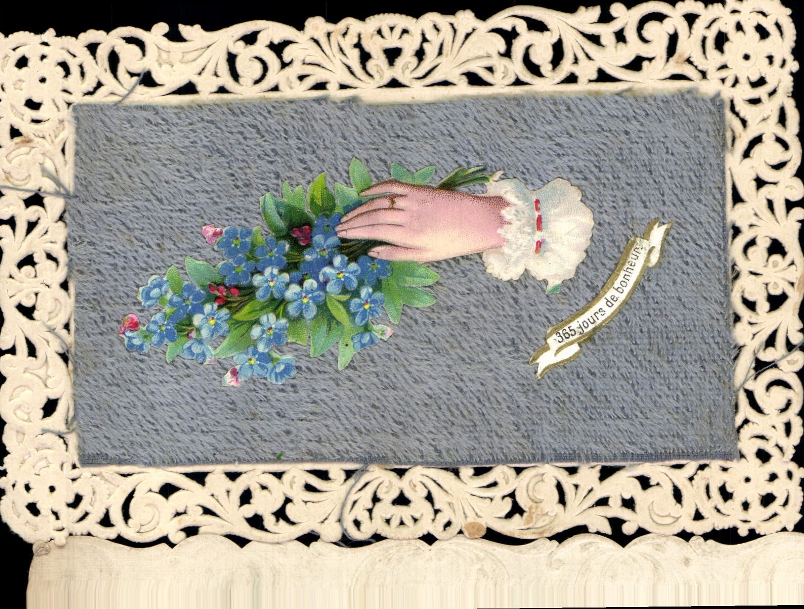 CPA Fantaisie Brodee Main Fleurs 