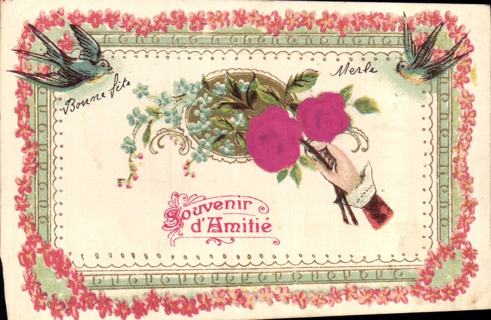 CPA Fantaisie Main Fleurs 