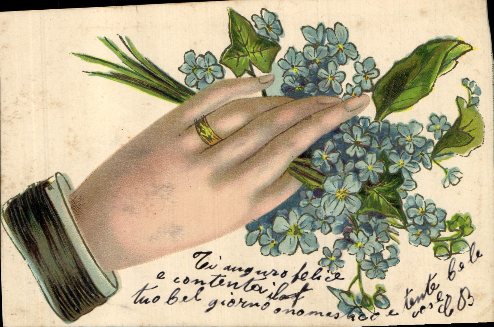 CPA Fantaisie Main Fleurs 