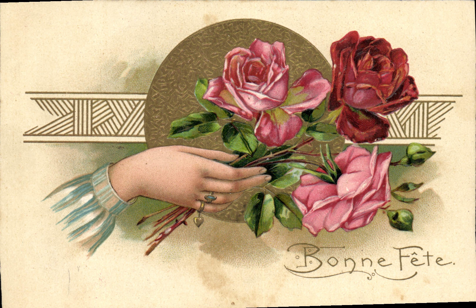 CPA Fantaisie Main Fleurs 