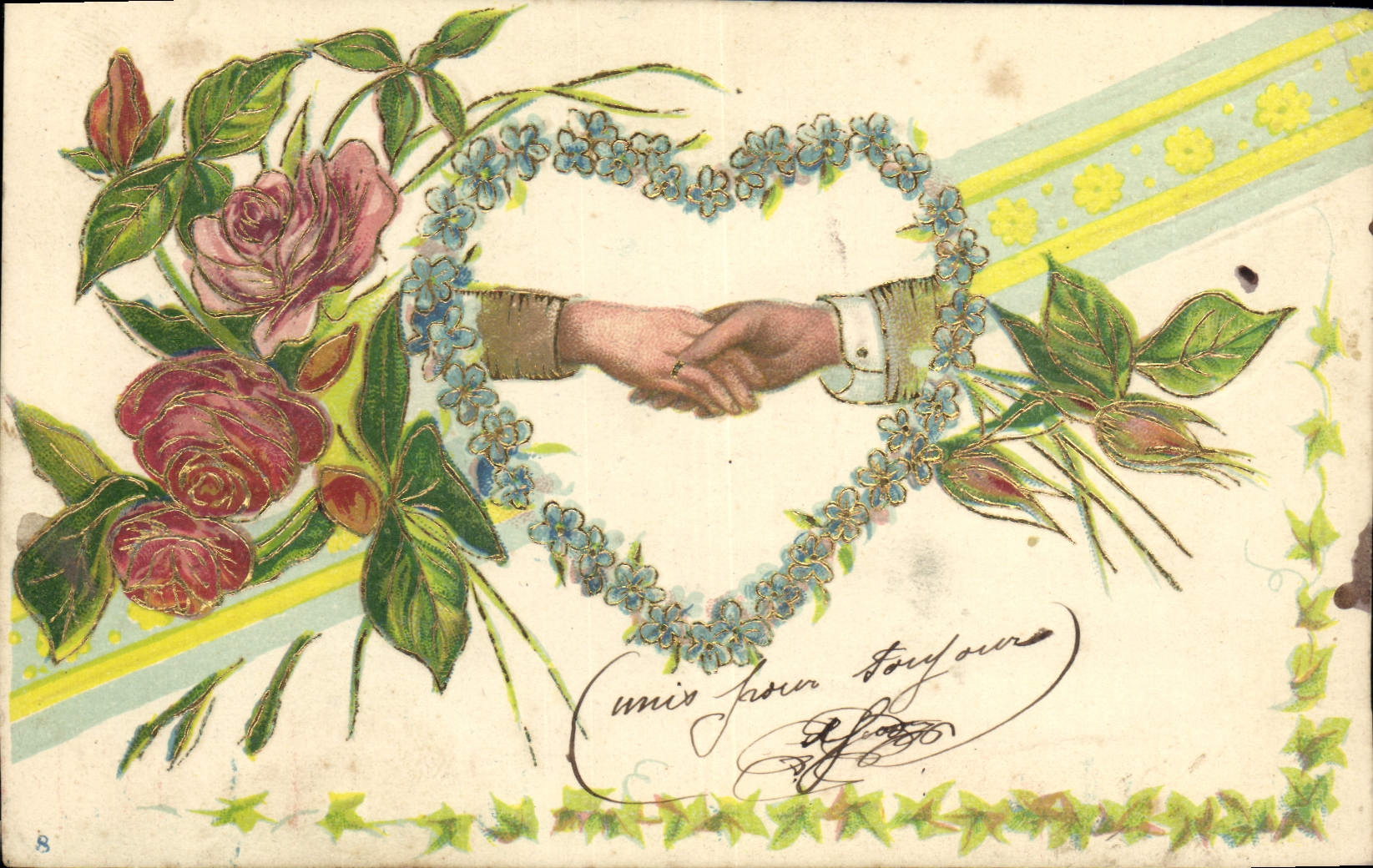 CPA Fantaisie Main Fleurs 