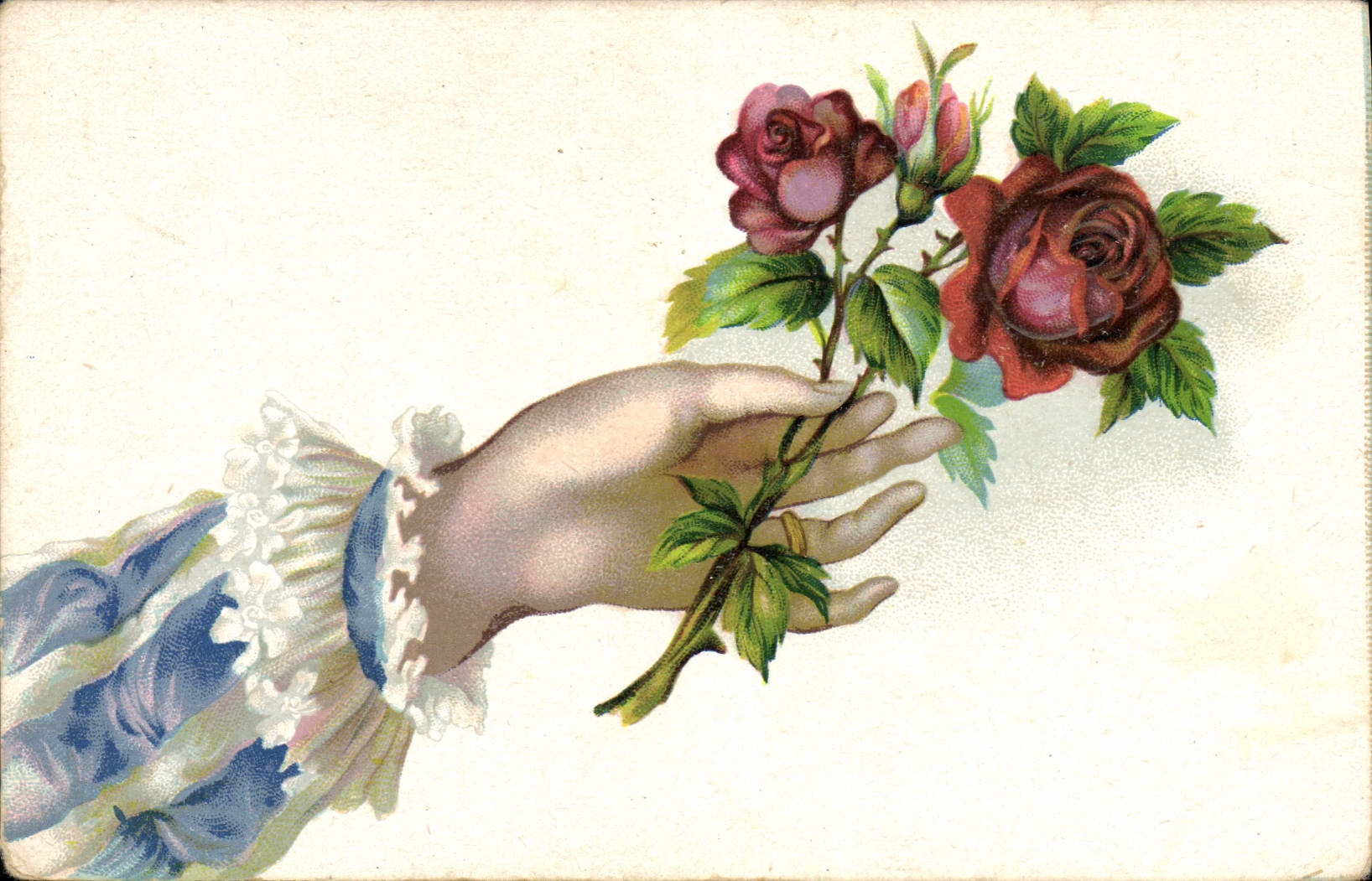 CPA Fantaisie Main Fleurs 