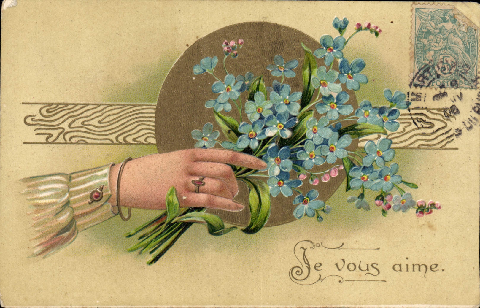 CPA Fantaisie Main Fleurs 