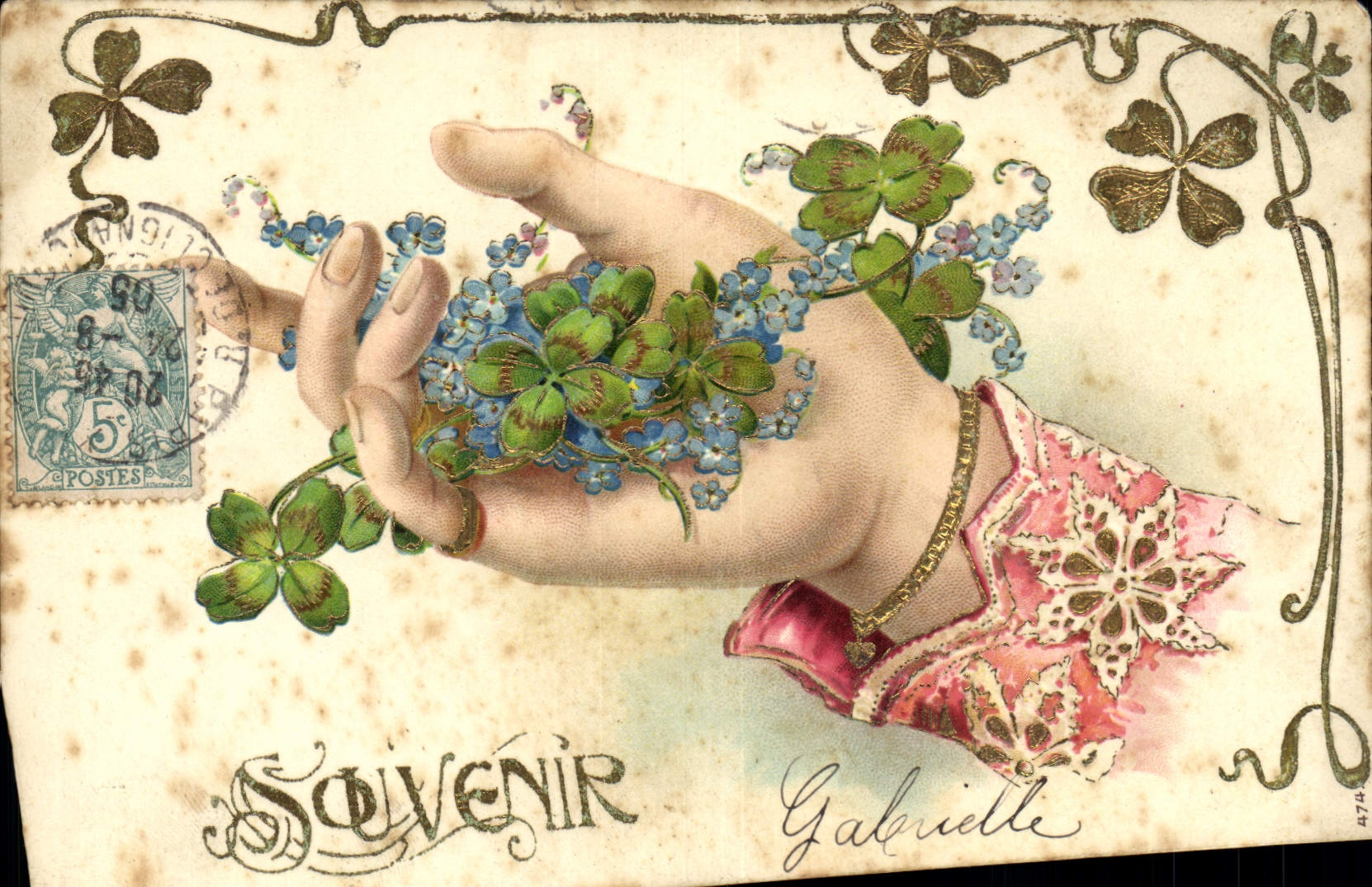 CPA Fantaisie Main Fleurs 