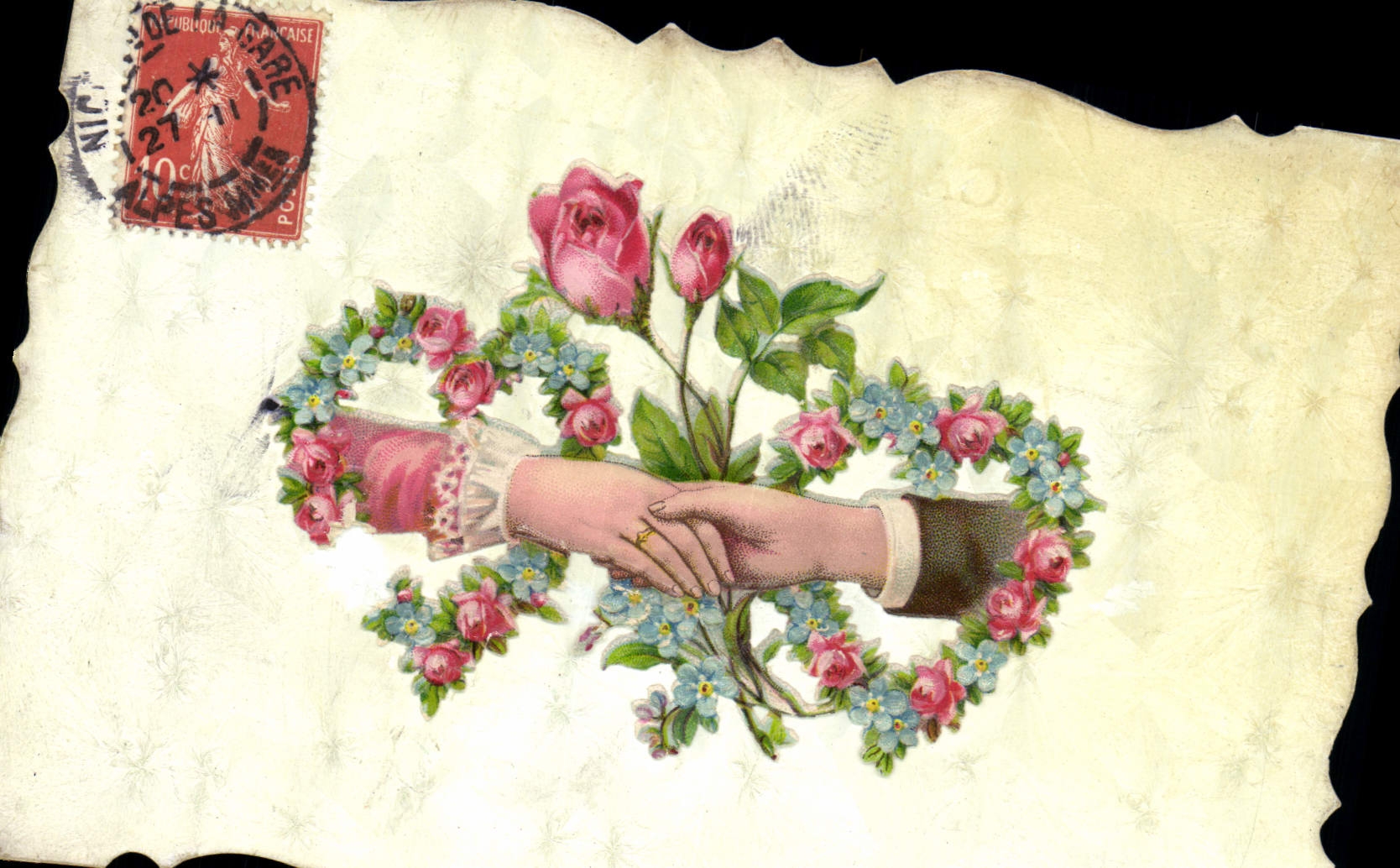 CPA Fantaisie Main Fleurs 