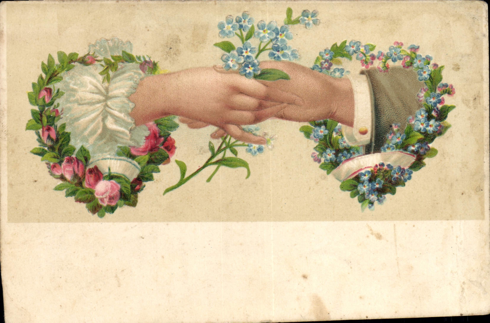 CPA Fantaisie Main Fleurs 