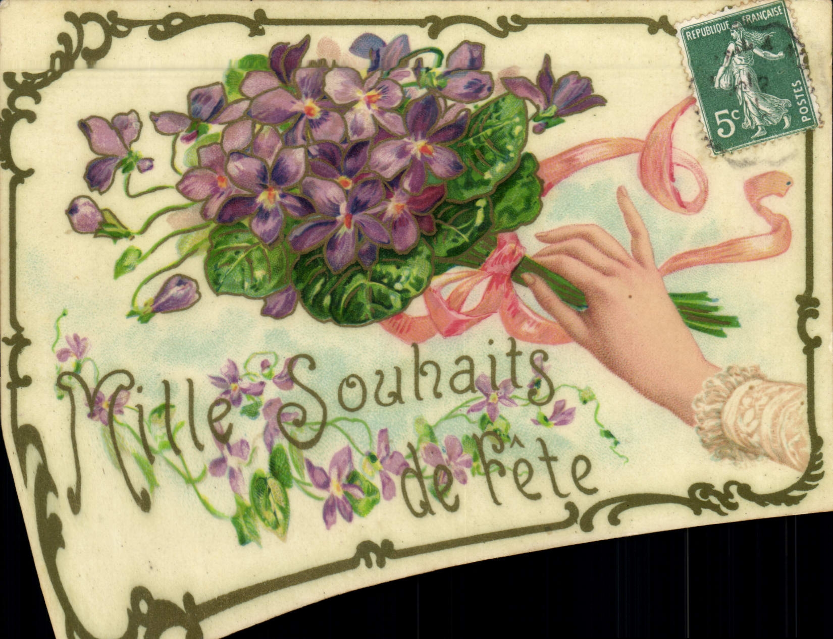 CPA Fantaisie Main Fleurs 