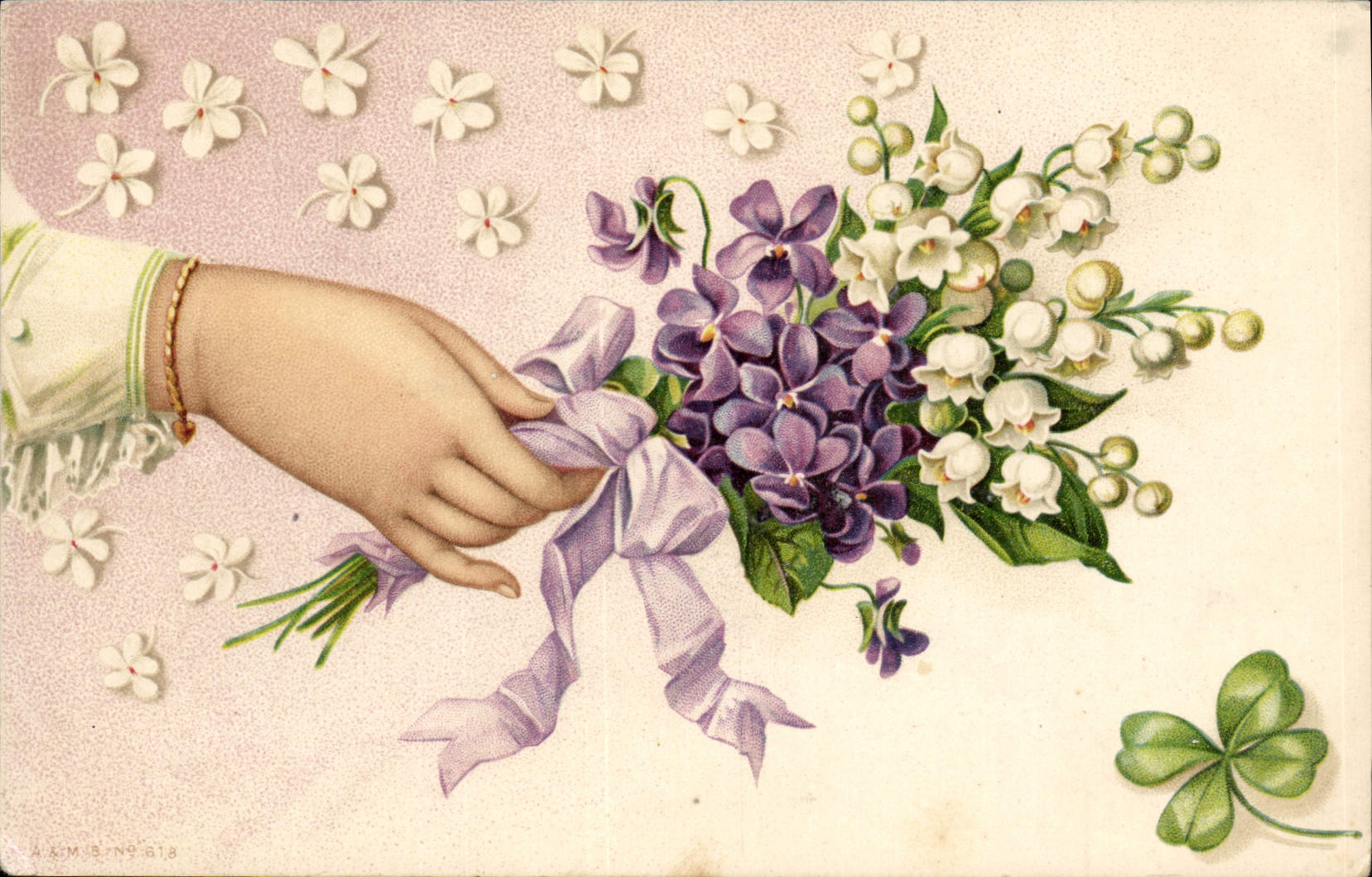 CPA Fantaisie Main Fleurs 