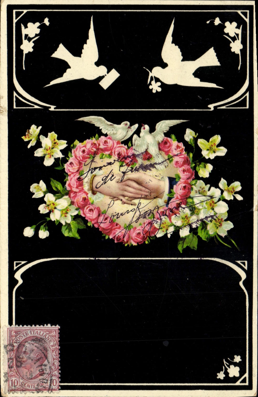 CPA Fantaisie Main Fleurs 