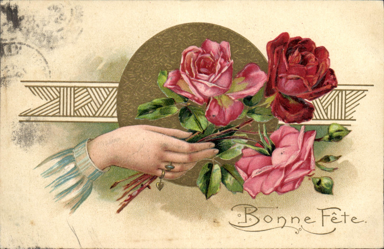 CPA Fantaisie Main Fleurs 