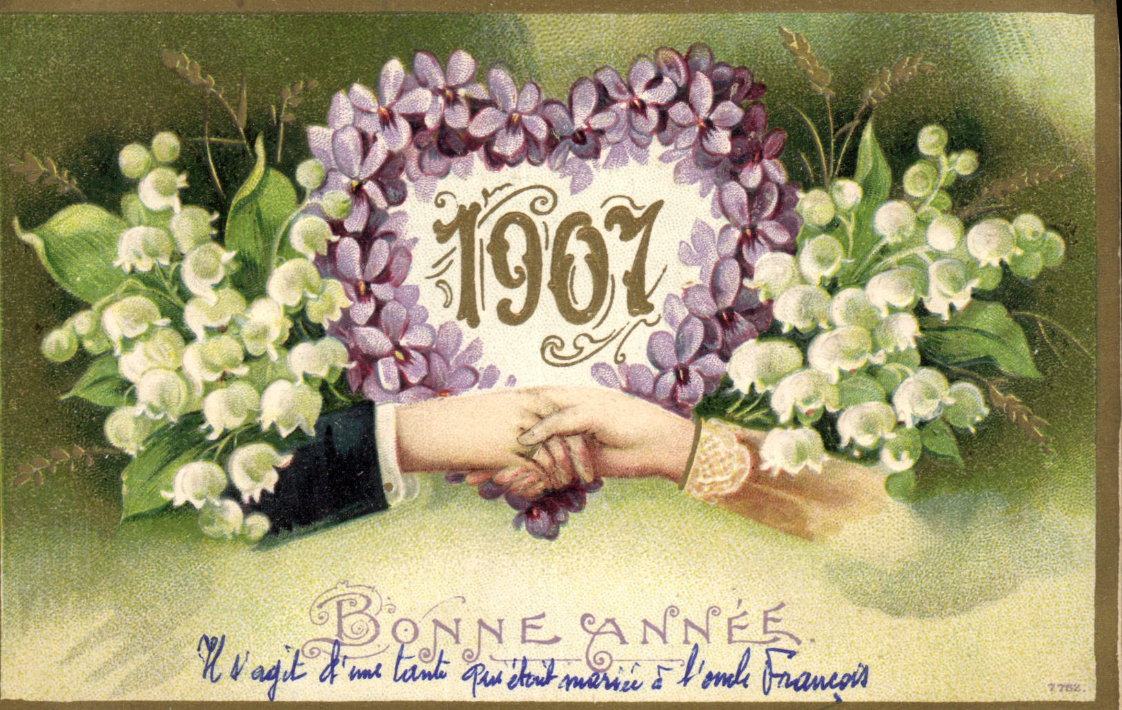 Vintage Postcard Fantasy Hand Flowers Year 1907