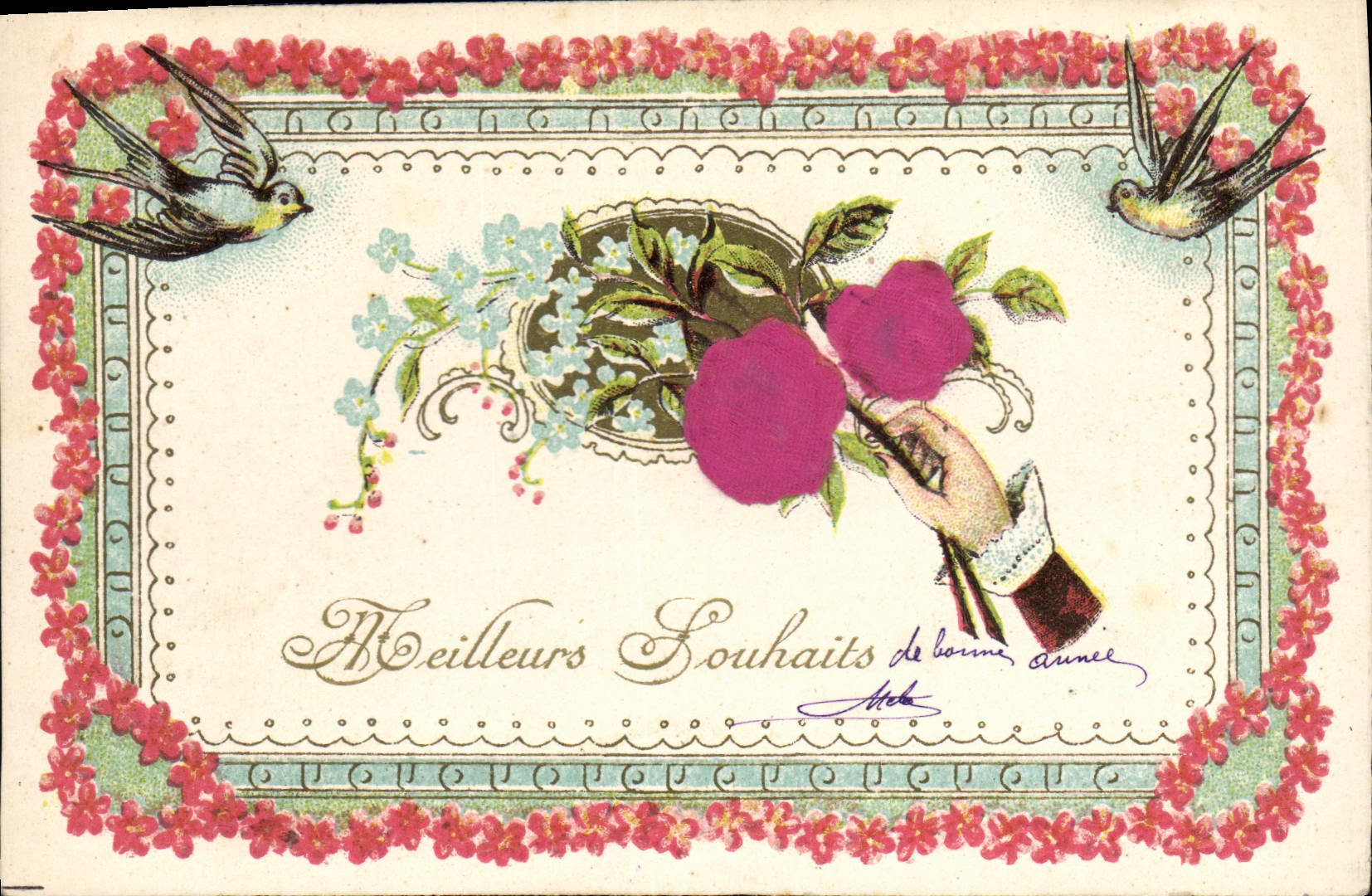 CPA Fantaisie Main Fleurs 