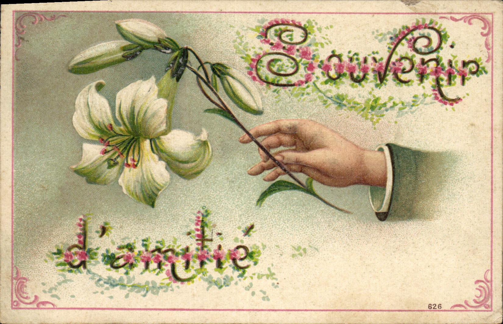 CPA Fantaisie Main Fleurs 