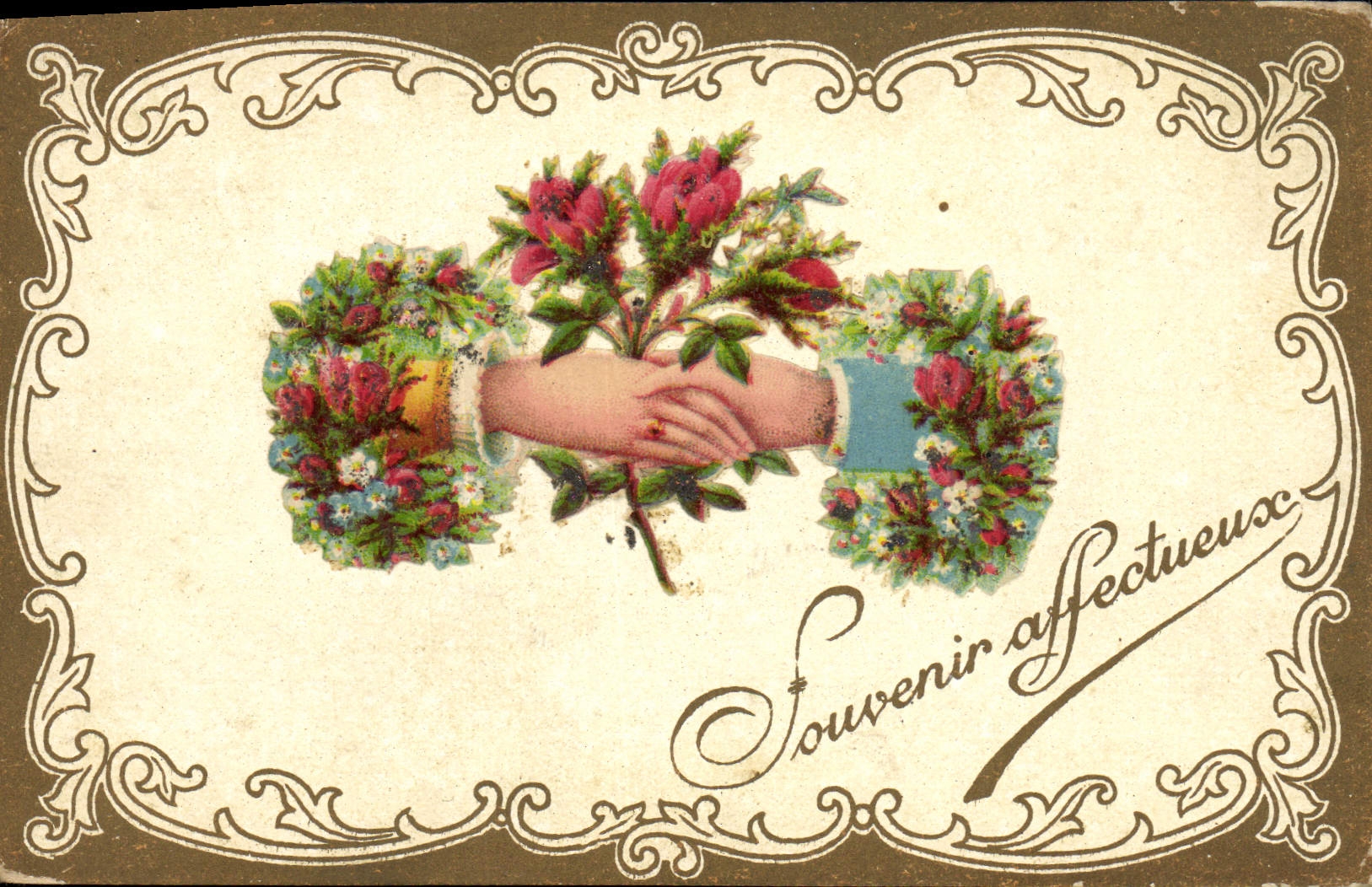 CPA Fantaisie Main Fleurs 