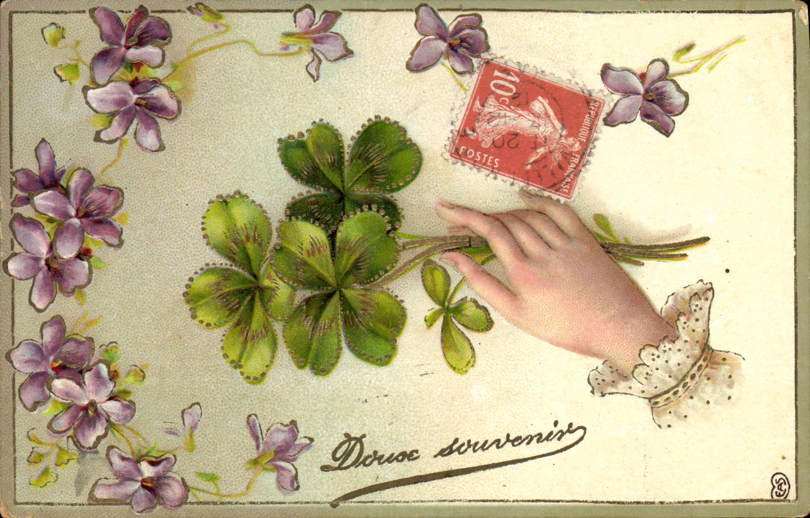 CPA Fantaisie Main Fleurs 