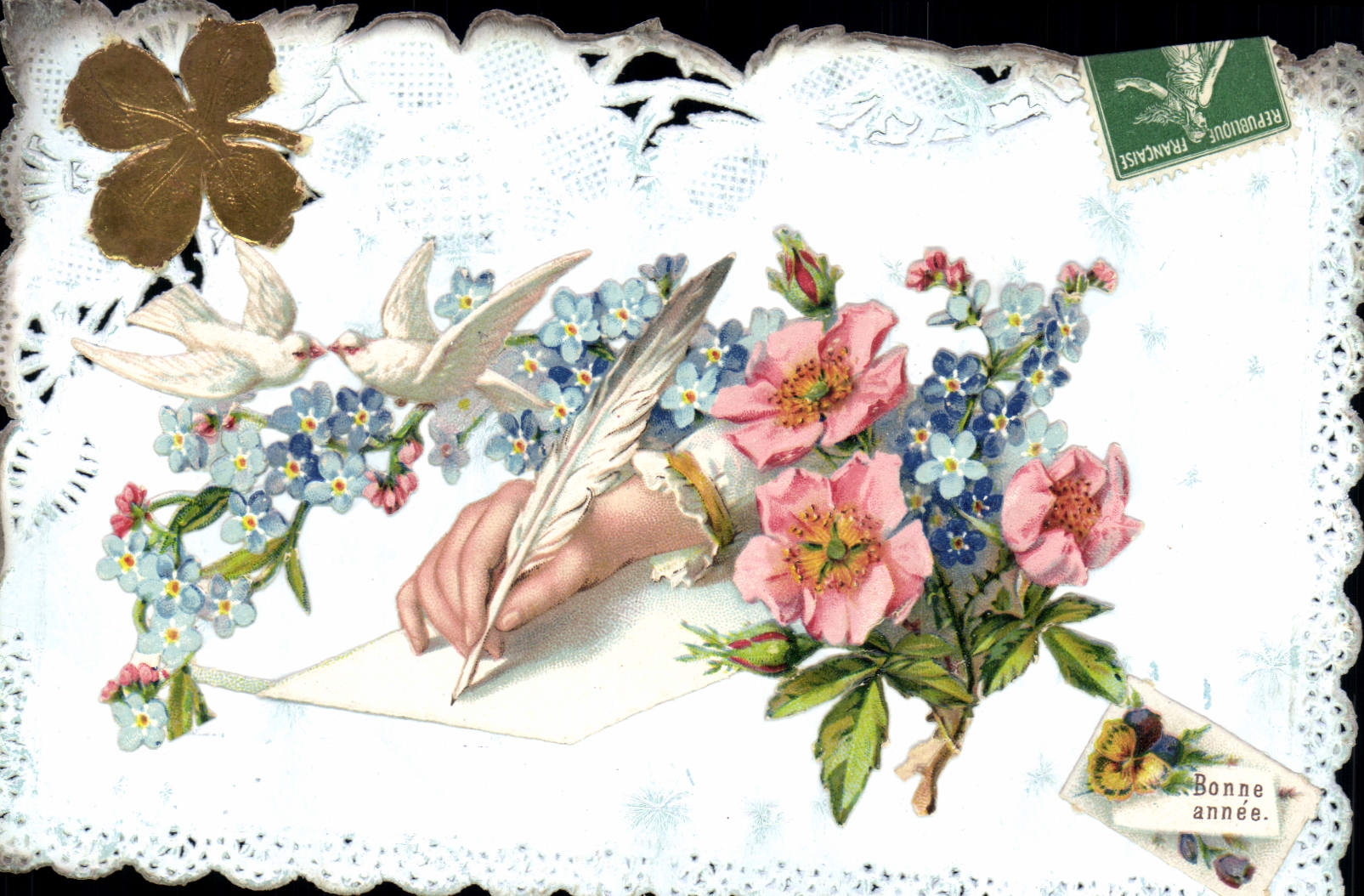 CPA Fantaisie Main Fleurs 