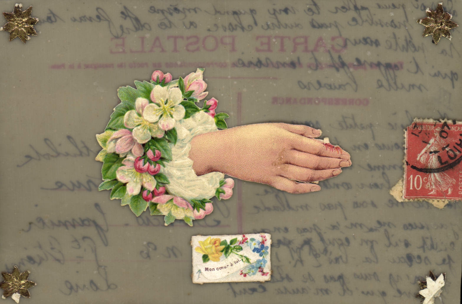 CPA Fantaisie Main Fleurs 