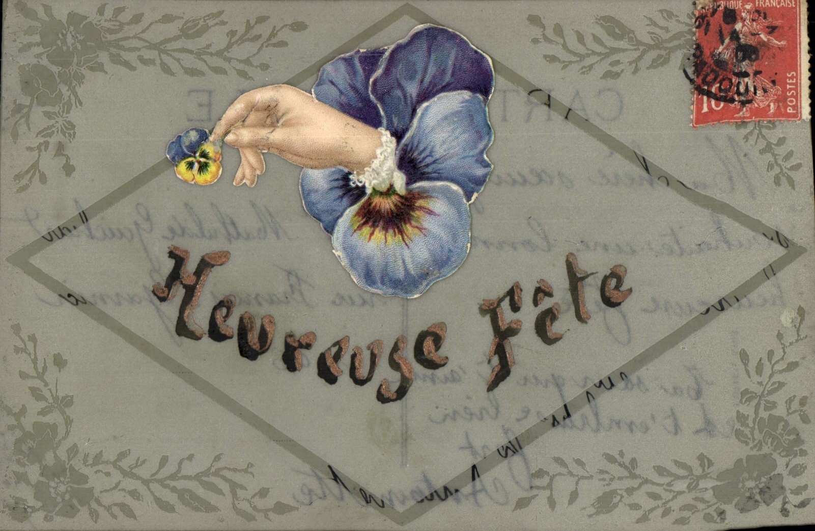 CPA Fantaisie Main Fleurs 