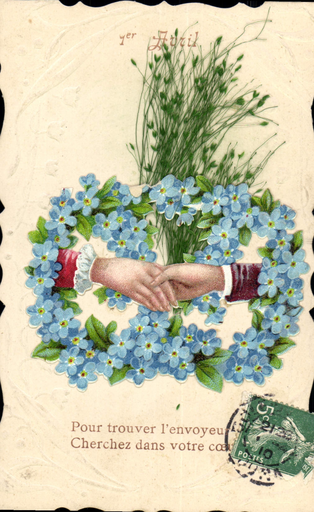 CPA Fantaisie Main Fleurs 