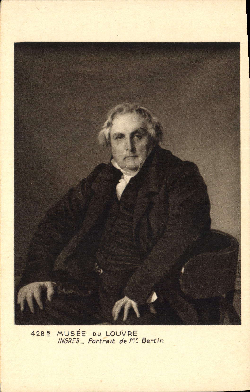 Vintage Postcard Paris Museum of Louvre Ingres Portrait of Mr. Bertin