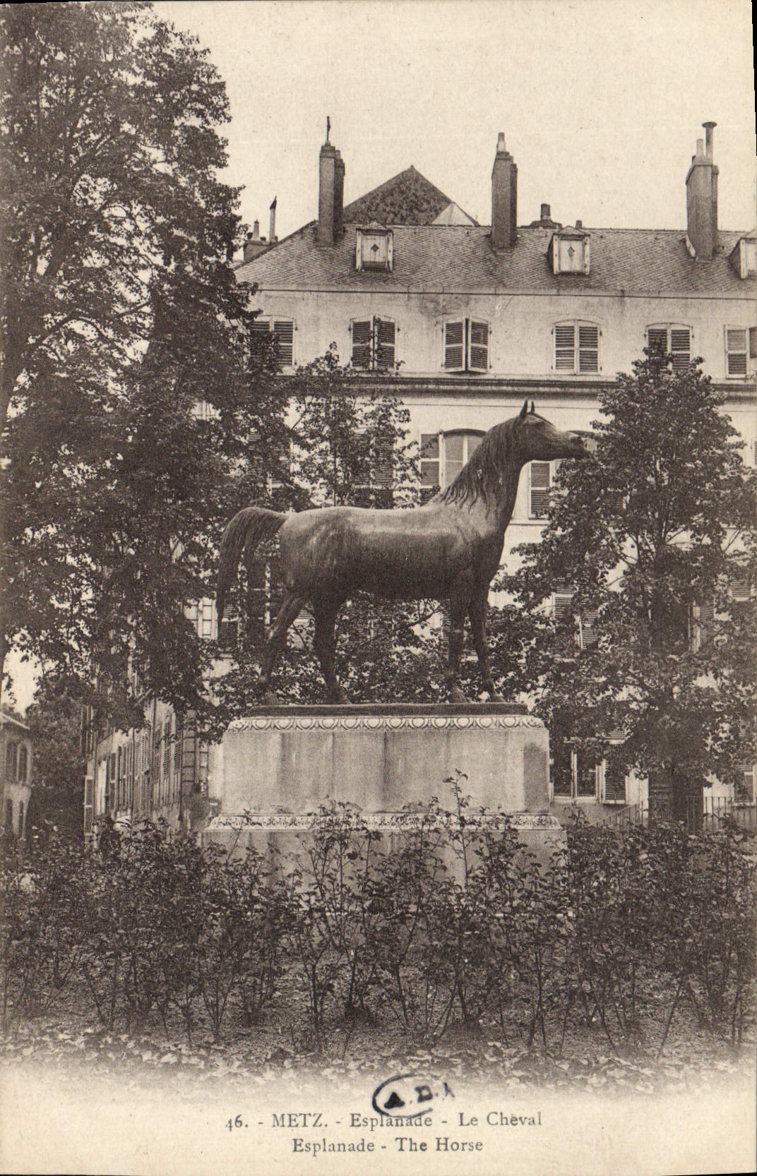 Postal Caballo Hípica Equitación Metz Explanada el caballo