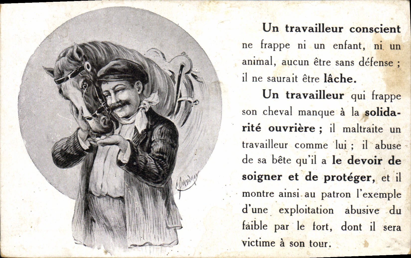 CPA Cheval Hippisme Equitation Un travailleur conscient 