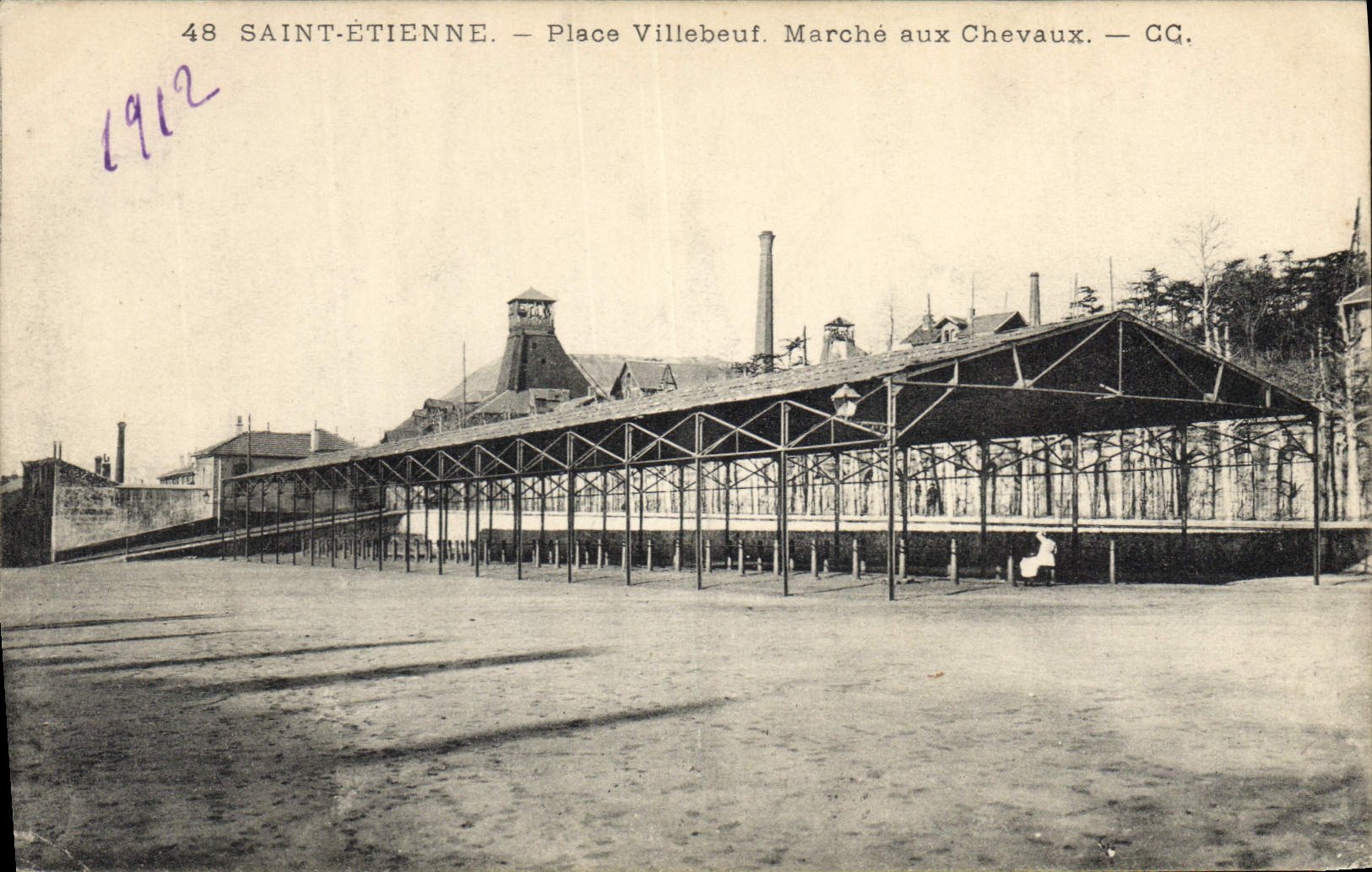 Postal Caballo Hípica Equitación San Etienne Lugar Villebeuf Marcha a los caballos