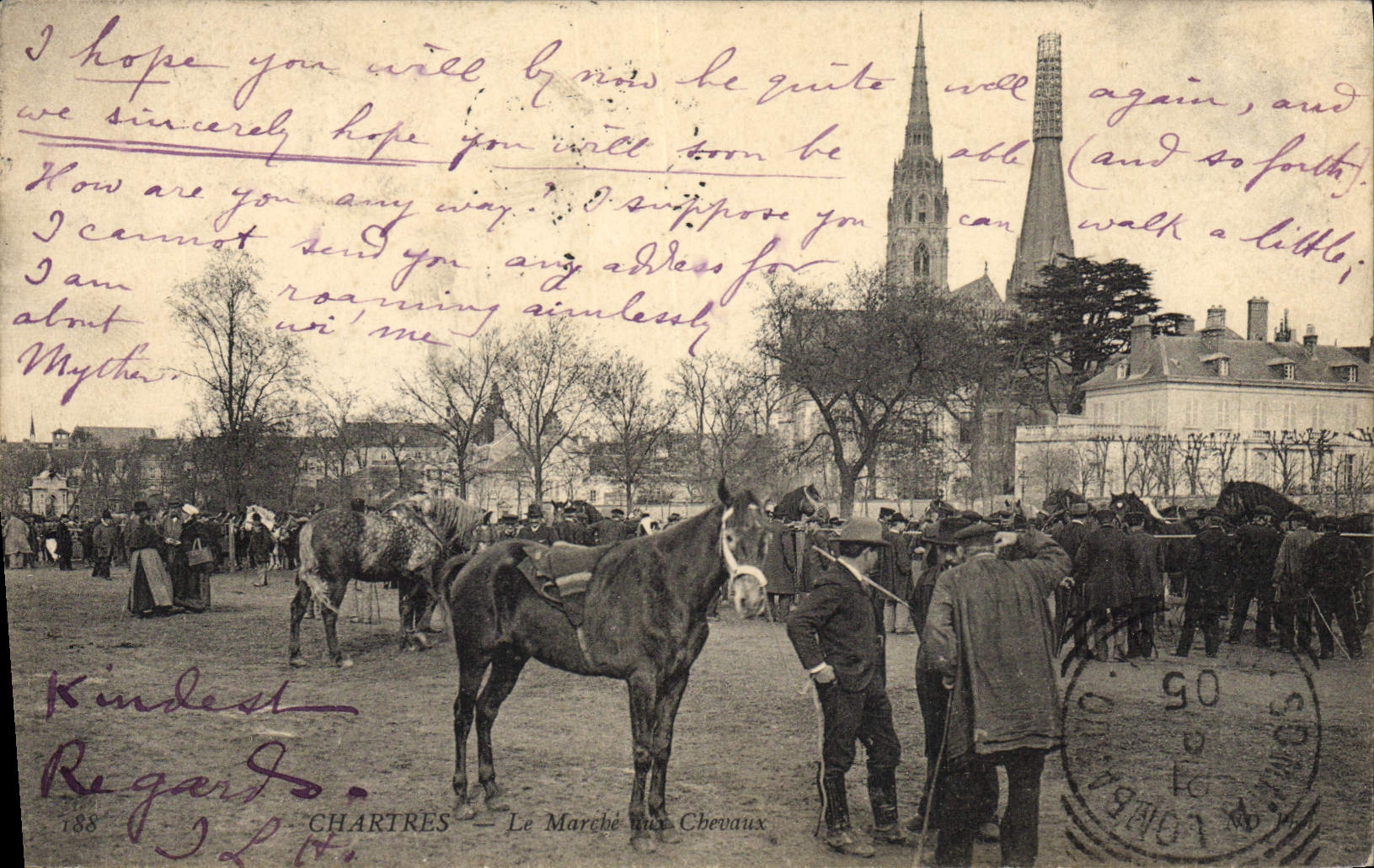 Postal Caballo Hípica Equitación Chartres lo va a los caballos CUMBRE
