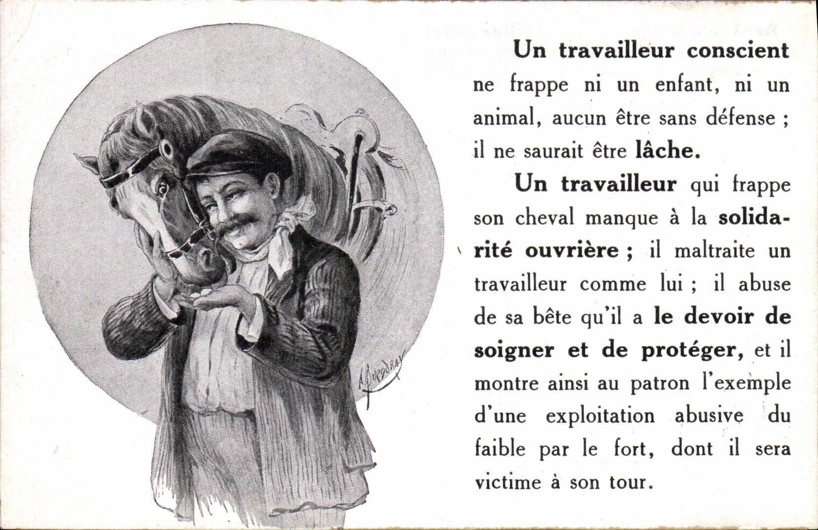 CPA Cheval Hippisme Equitation Un travailleur conscient 