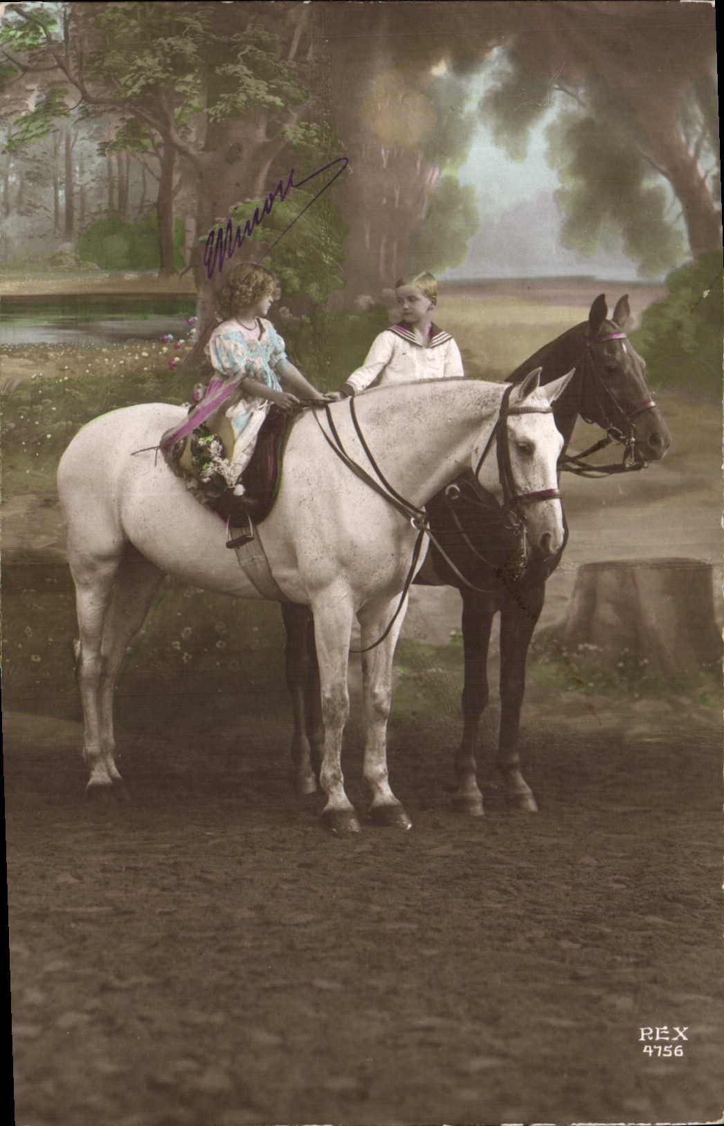 Postal Caballo Hípica Equitación Niños