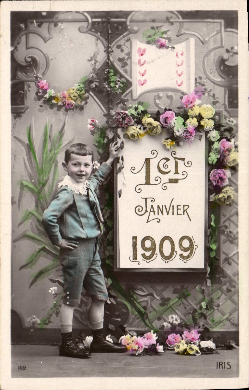 CPA Fantaisie Fleurs Annee 1909 Enfant 