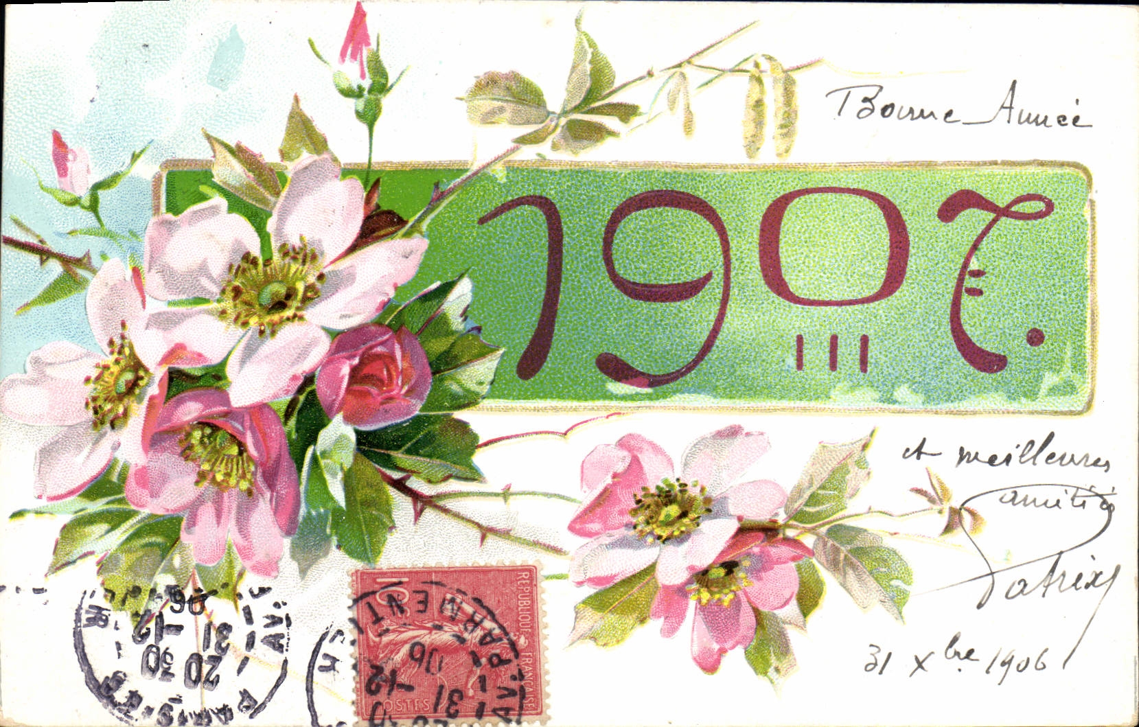 CPA Fantaisie Fleurs Annee 1907 