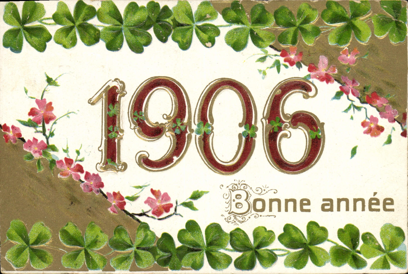 CPA Fantaisie Fleurs Annee 1906 Trefles 